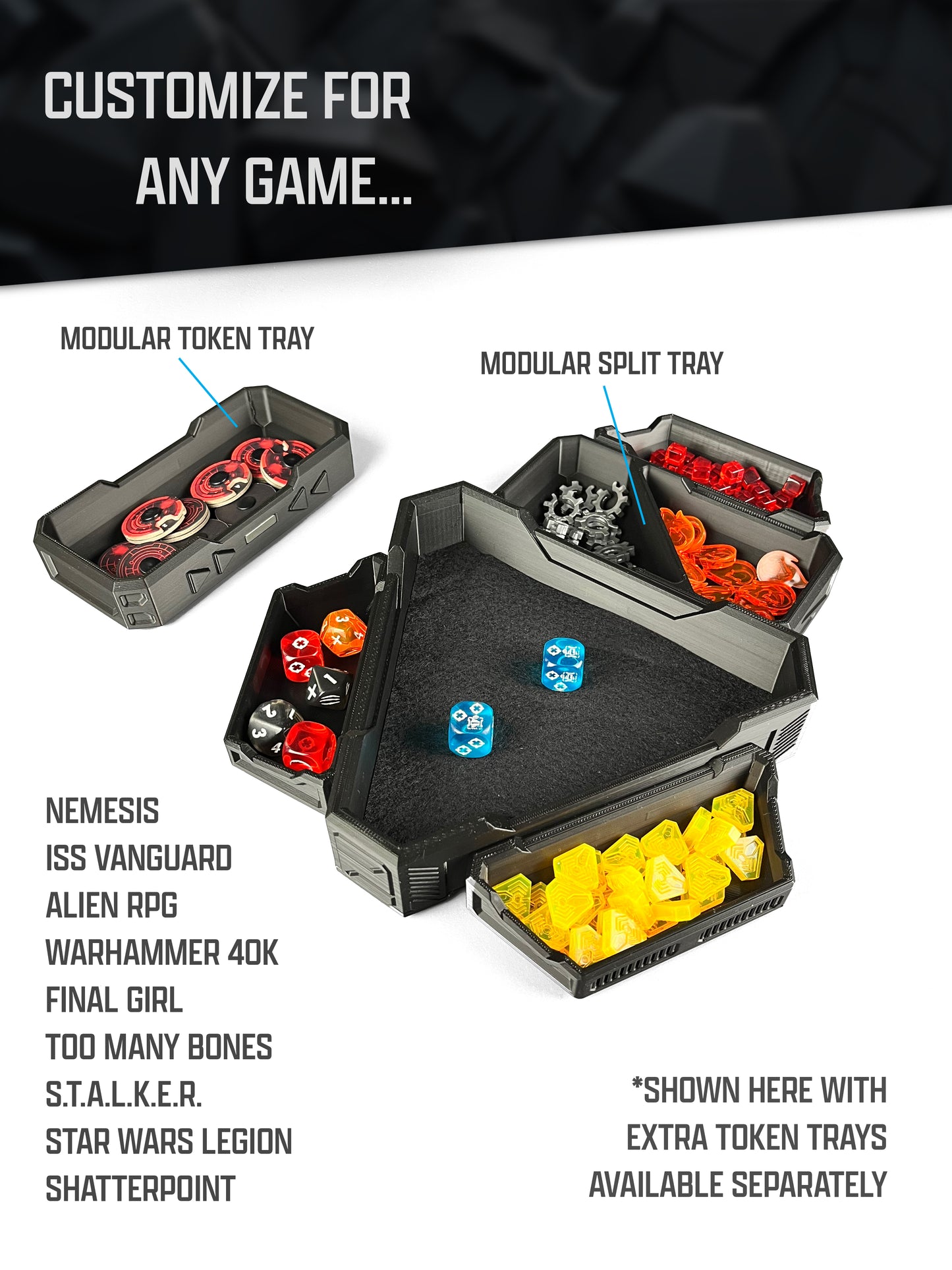 Nemesis Modular Dice Tray System for Tabletop Gaming